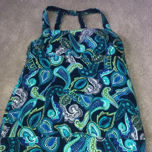 Lands End‎ Tankini Swim Top Swimwear Size Women's 8 Blue Paisley - Picture 9 of 9
